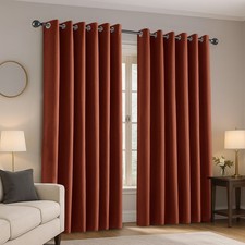 Thick Eyelet Blackout Curtains Ready Made Ring Top Curtain Pair With Tie Backs