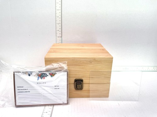 Bamboo wooden recipe box with - bamboo,