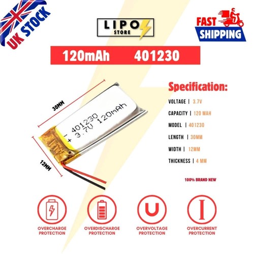 401230 120mah lipo - 3.7v,