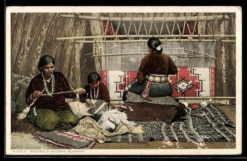 Making navajo blanket - a,