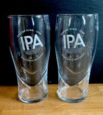 2 X New Greene King IPA Pint Glasses Pub Bar Mancave