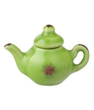 Dolls House Green & Pink Floral Teapot Miniature Kitchen Dining Accessory 1:12