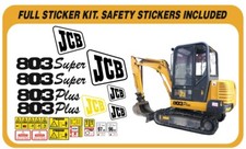 JCB 803 Plus / Super  MINI DIGGER COMPLETE DECAL SET WITH SAFTY WARNING 