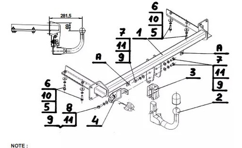Detachable swan neck tow bar - swan,
