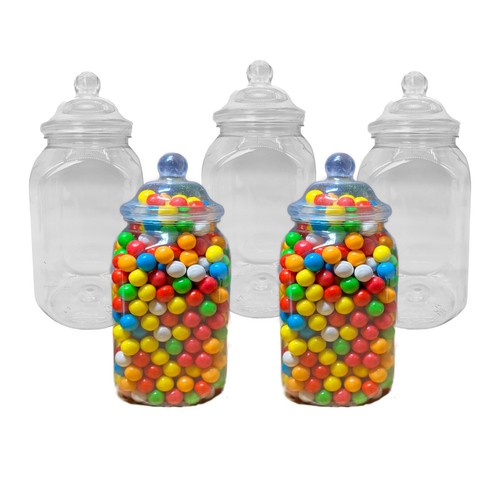 Square plastic sweet - sweet, jars