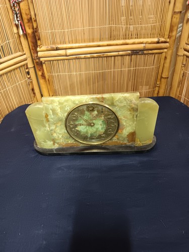 Art deco onyx mantle clock - onyx,
