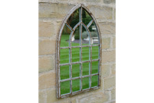 Garden Mirror Gothic Arch Church Chapel Window Grey Metal Wall Home Decor 42cm