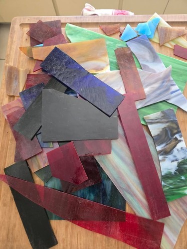 Stained glass offcuts lot - glass,