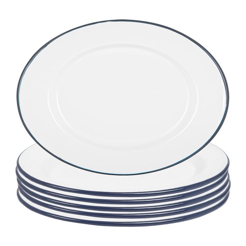 White enamel serving platters - white,