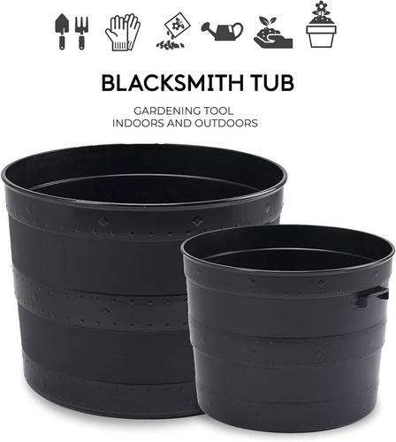Black plastic planter - black,