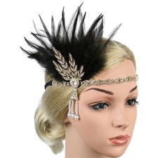 1920s Headband Natural Feather