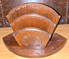 Antique, Vintage Hand Carved 2 Tier Wooden Letter Rack, Arts & Crafts