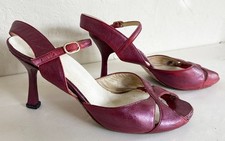 Comme Il Faut Rare Cuban Flared Heels Distressed Red size 38