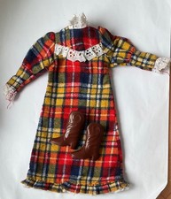 Vintage Sindy 1984 Highland Fling  Tartan Dress &  Boots