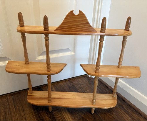 Vintage pine curio shelf - pine,