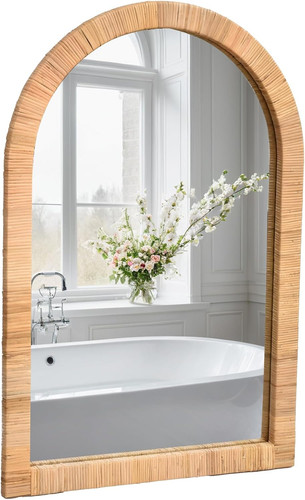Boho rattan wall mirror - rattan, 20×30