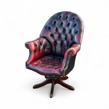 Red leather chesterfield - leather,