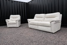 Cream Leather 3-Seater Sofa +