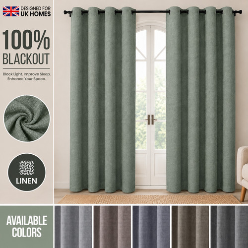 Linen curtains blackout - linen,