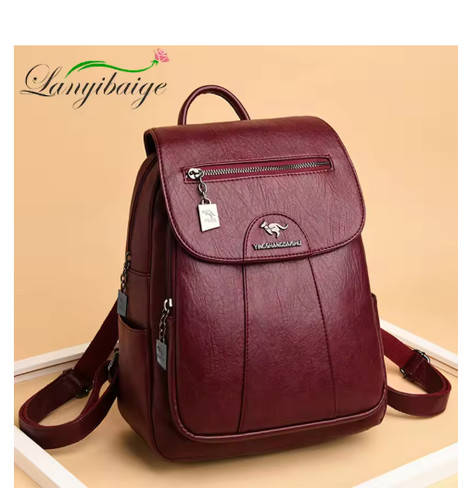 Anti theft leather backpack - leather,