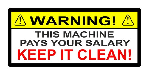 Warning sticker this - warning, machine