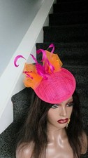 Pink And Orange Fascinator.  Perfect For Races, Weddings, Garden Parties.