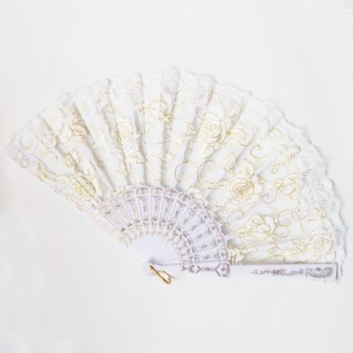 White lace fan with - , rose
