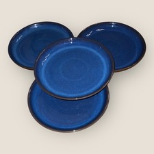 Denby Imperial Blue 4x Salad Dessert Coupe Plate 8” Solid Colour Stoneware VGC