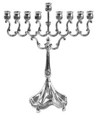 9 Branch Hanukkah Menorah Silver 21cm Chanukah Menora Jewish Hanukiah