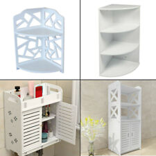White Wooden Bathroom Corner Storage Cabinet Shelf Drawer Cupboard Display Unit