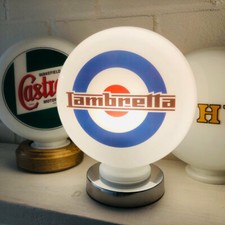 Lambretta Mini Gas Pump Globe with Chrome LED Lamp Base, Light stand for globe