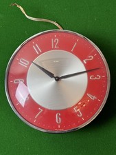 Metamec Electric Wall Clock / Vintage 1960’s / Red & Chrome 