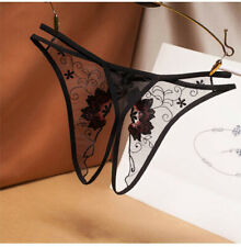 Sexy Thongs Panties Open Crotch G-string Crotchless Underwear Pearl Night Lace