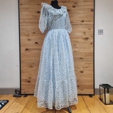 Vintage 1980s Blue Lace Princess Bridesmaid Evening Ballgown Dress 12-14 BG14