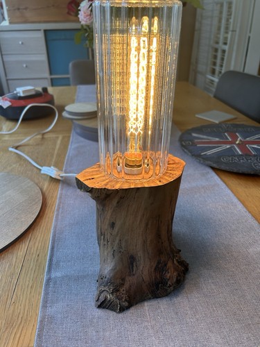 Wood base table lamp glass - lamp,