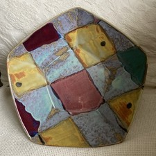 Dartington studio Pottery   BOWL Pentagonal    Petra Tilley Quilt  Design Rare 