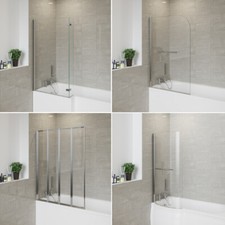 Hinged Pivot Folding Shower Bath Screen P L Shape Easy Clean Glass Door Panel