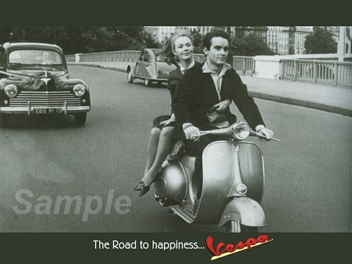 Vintage vespa advertising - vintage,