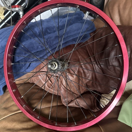 Red bmx front wheel old - red,