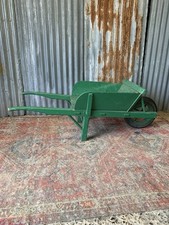 Antique Wooden Wheelbarrow Sack Barrow Green Painted Removable Sides Large