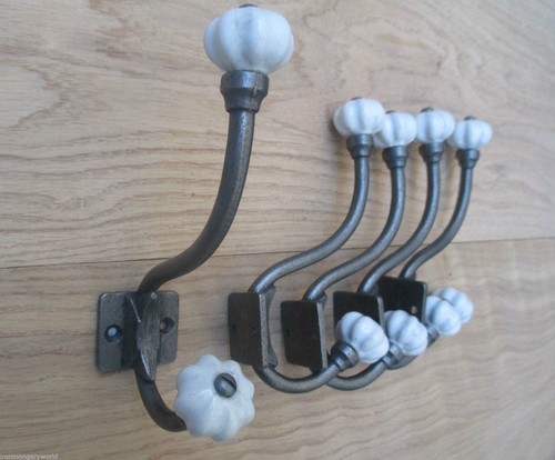 Rustic coat hooks white - rustic,