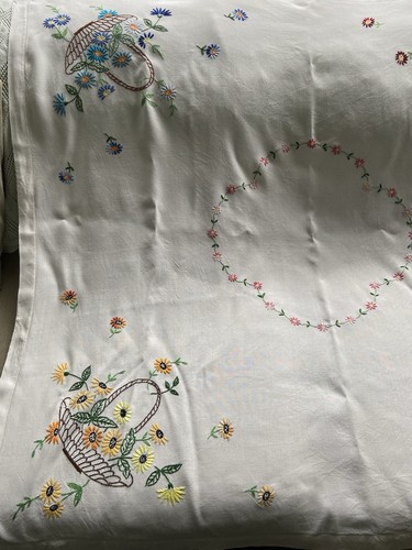 Vintage embroidered tablecloth - vintage,