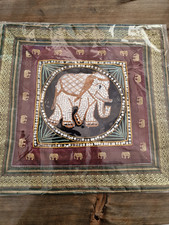 Beautiful 3D Thai Cushion Covers, Handmade Gold embellished with Elephants x 2 
