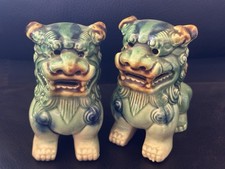 Vintage Celadon Foo Dogs Shishi Guardian Lions 