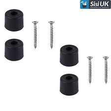 4x Black Rubber Door Stop Stops Stopper 22mm Includes Screws !!!