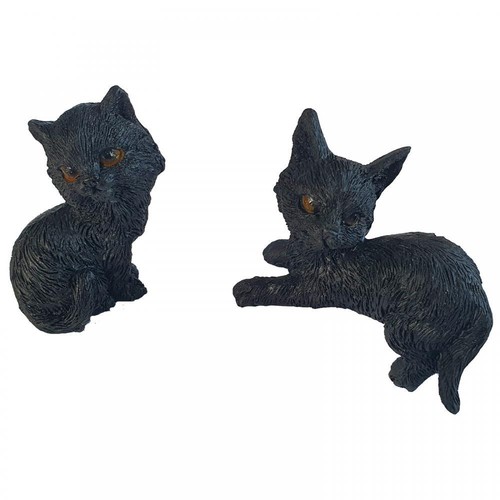 Black cat ornament figurine - black,