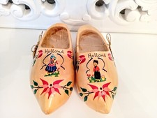 2x Vintage Dutch Wooden Clogs Shoe Decorative Wood clog Holland Hand Carved gift