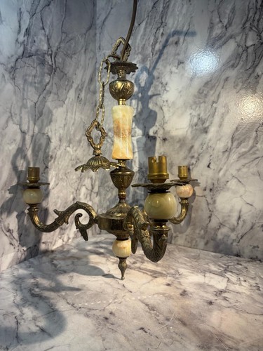 Vintage brass alabaster french - vintage,