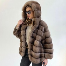 Fashion Hooded Real Fox Fur