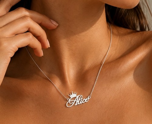 Name necklace with crown - name,